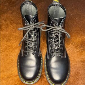 Dr. Martens Black Boots with Yellow Stitching
